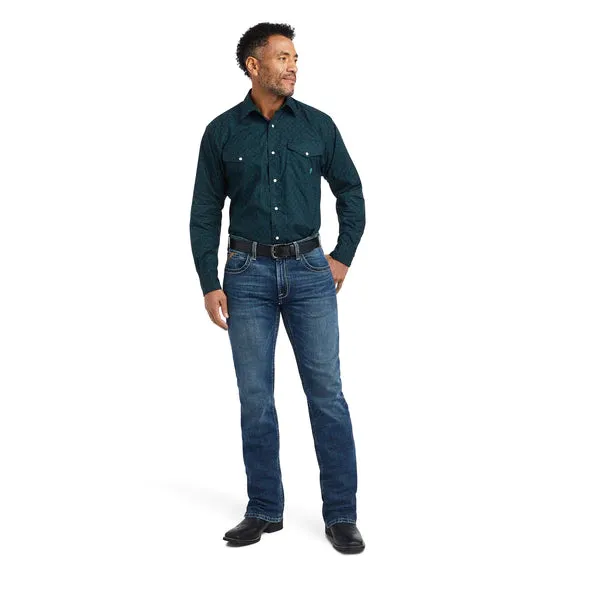 Ariat Mens Kannon Classic Snap LS Shirt Ocean Depths