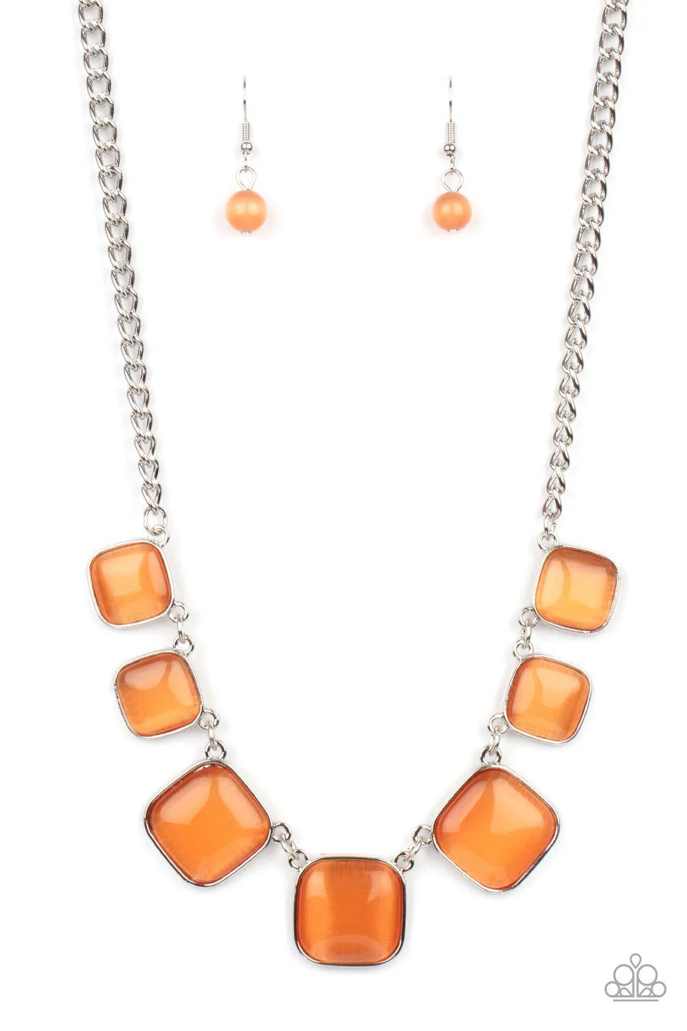 Aura Allure Orange Cat's Eye Stone Necklace - Paparazzi Accessories