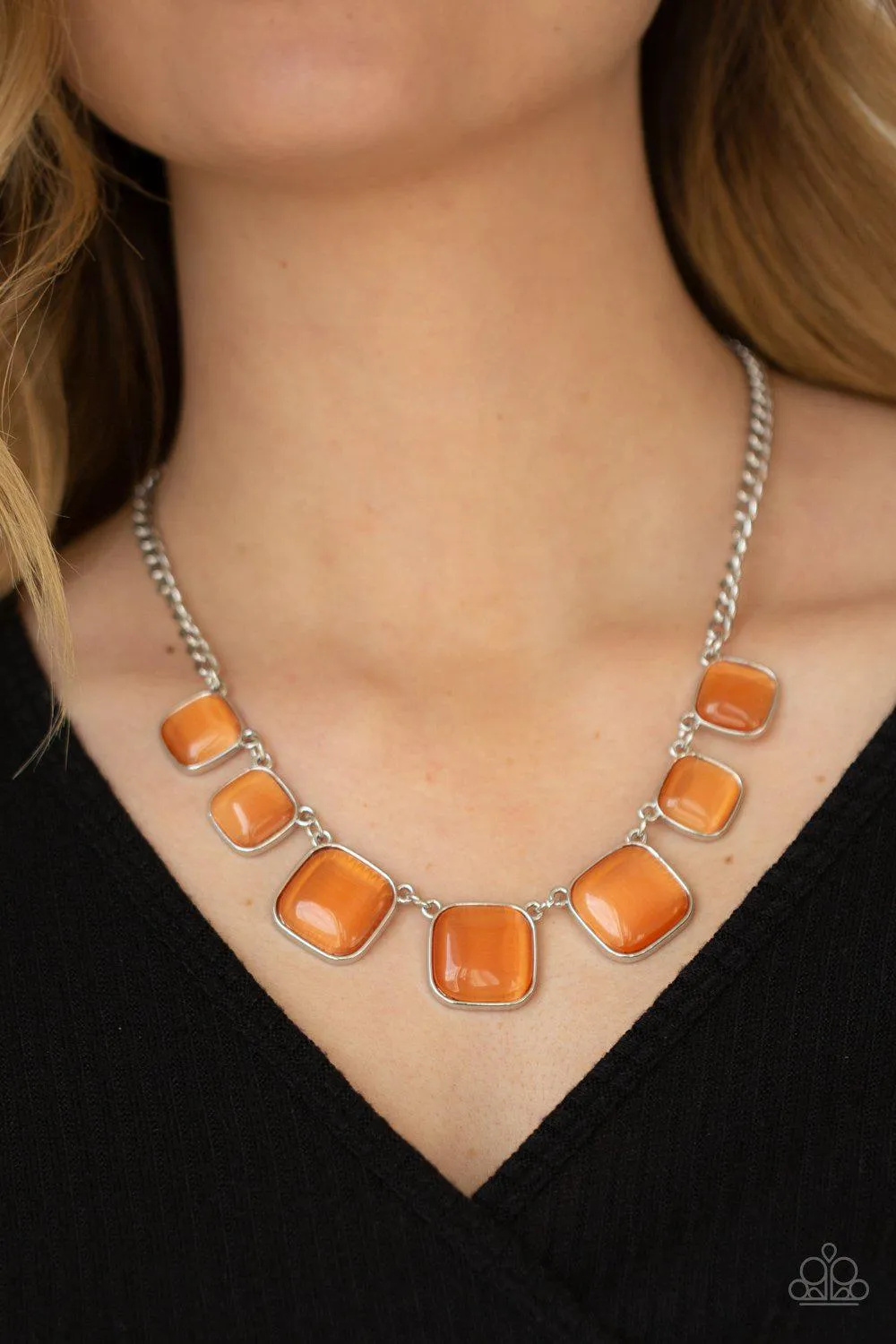 Aura Allure Orange Cat's Eye Stone Necklace - Paparazzi Accessories