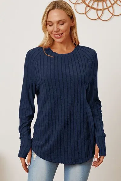 Basic Bae Ribbed Thumbhole Sleeve T-Shirt