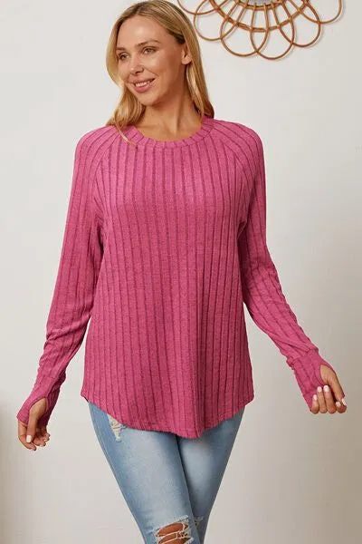 Basic Bae Ribbed Thumbhole Sleeve T-Shirt