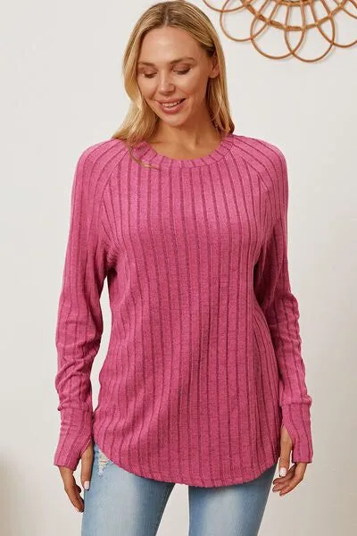 Basic Bae Ribbed Thumbhole Sleeve T-Shirt