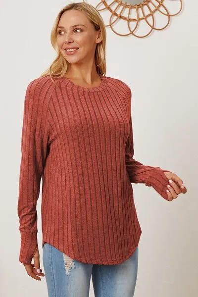 Basic Bae Ribbed Thumbhole Sleeve T-Shirt