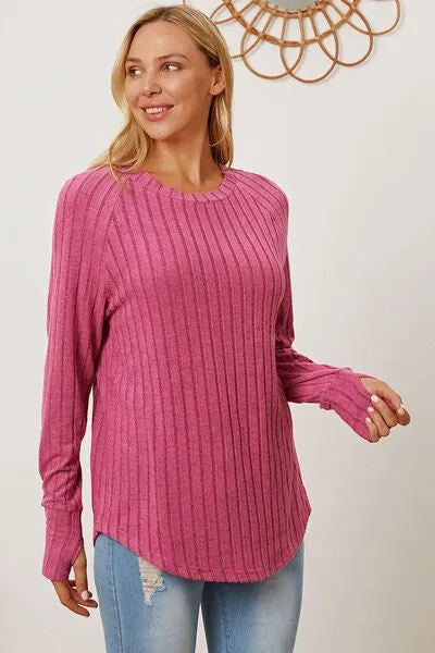 Basic Bae Ribbed Thumbhole Sleeve T-Shirt