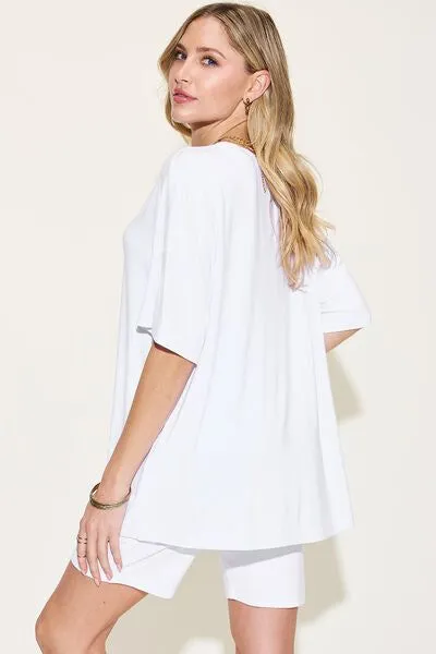 Basic Bae V-Neck Drop Shoulder Short Sleeve T-Shirt and Shorts Set