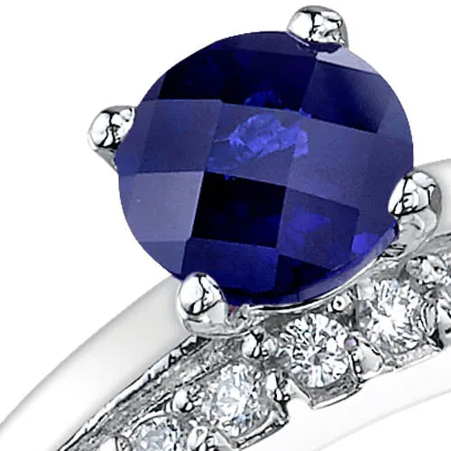 Blue Sapphire Round Cut Sterling Silver Ring Size 9