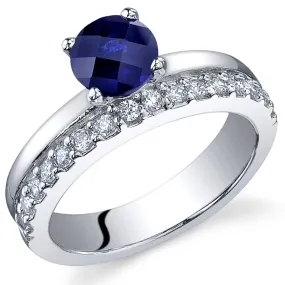 Blue Sapphire Round Cut Sterling Silver Ring Size 9