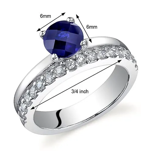 Blue Sapphire Round Cut Sterling Silver Ring Size 9