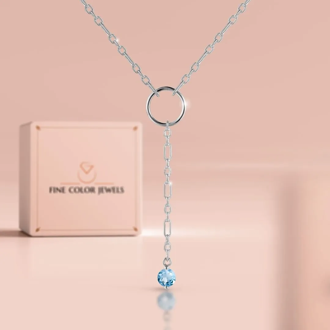 Blue Topaz Drop Necklace