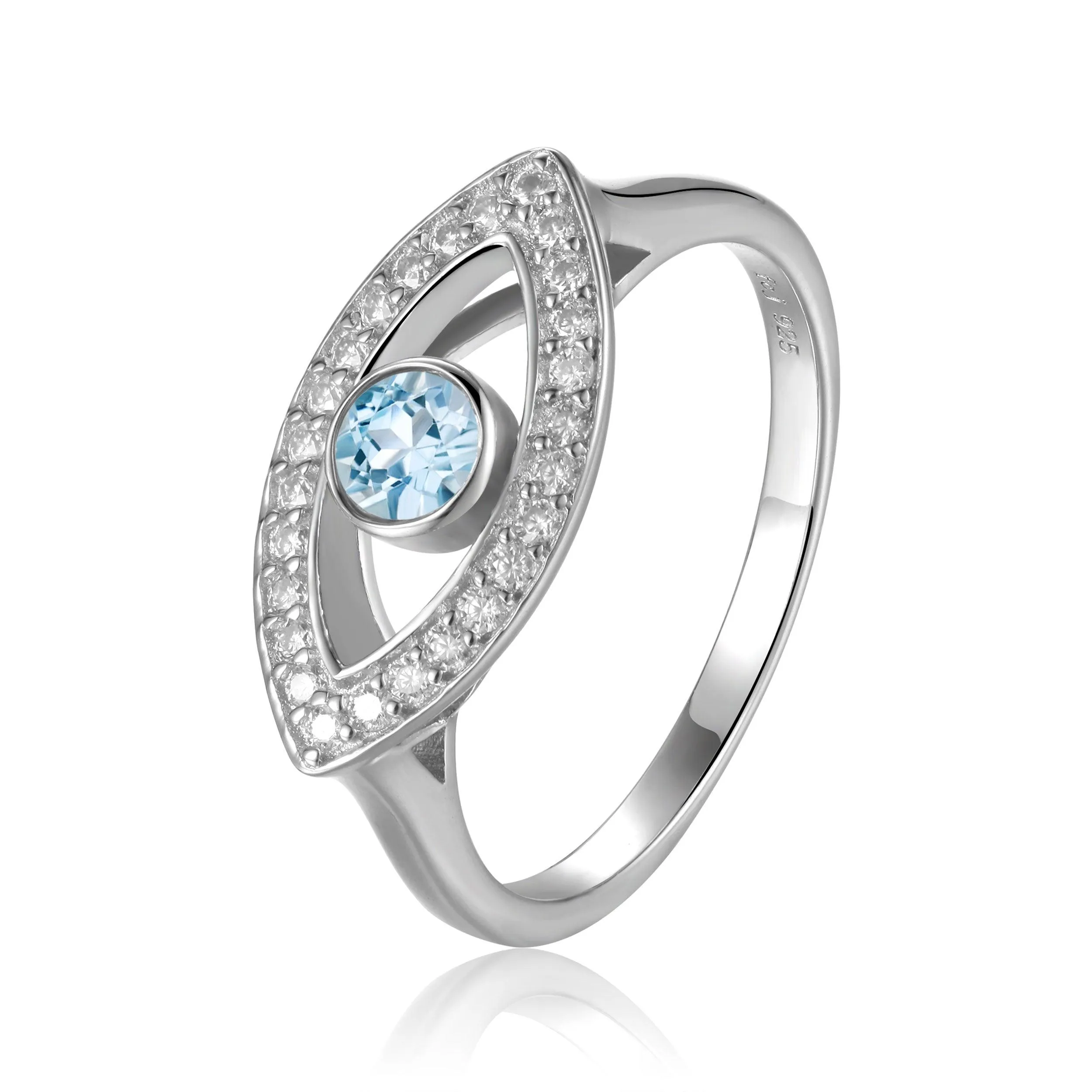 Blue Topaz Evil Eye Ring