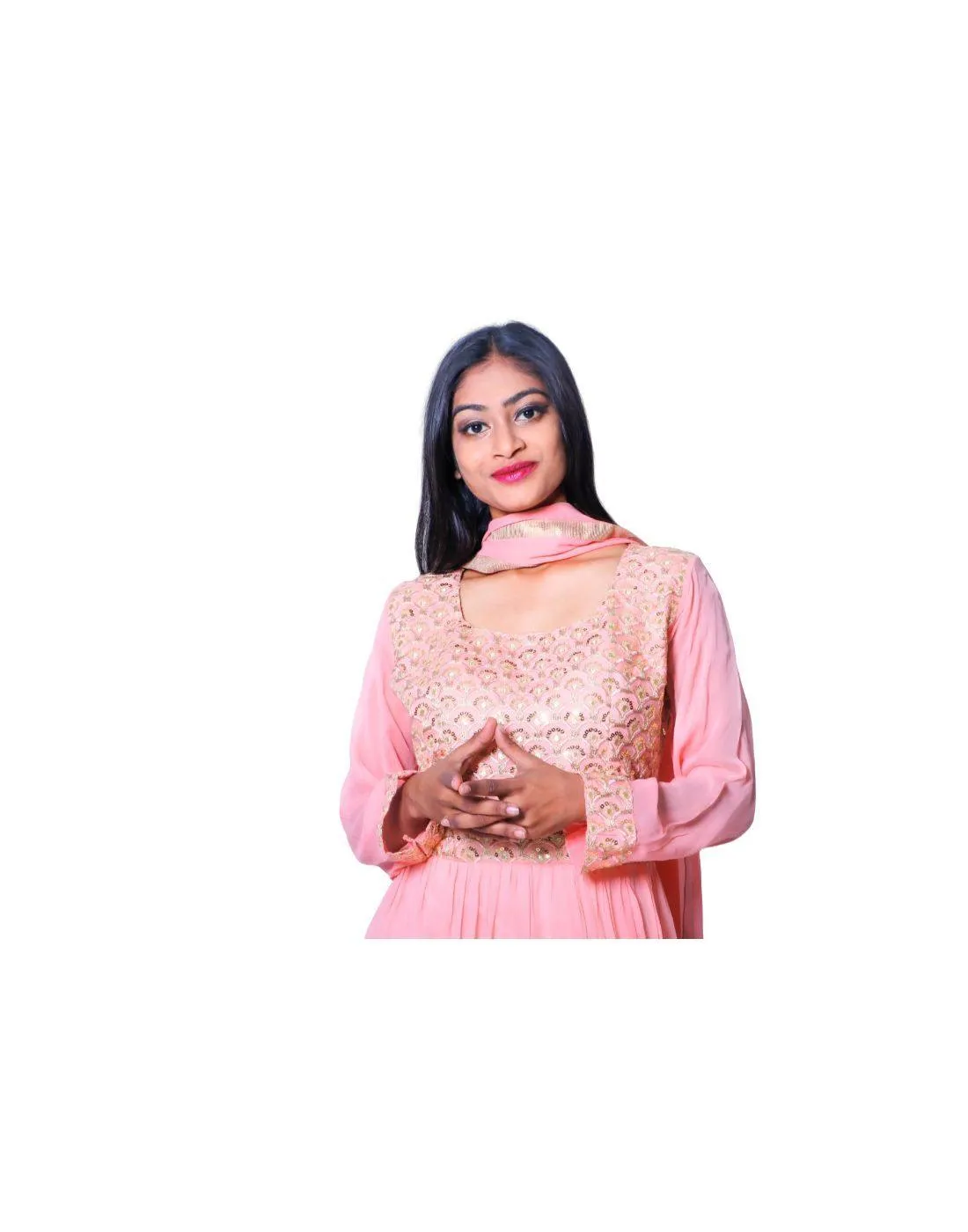 Buy Baby Pink Embroidered Long Anarkali with Dupatta | Clearance