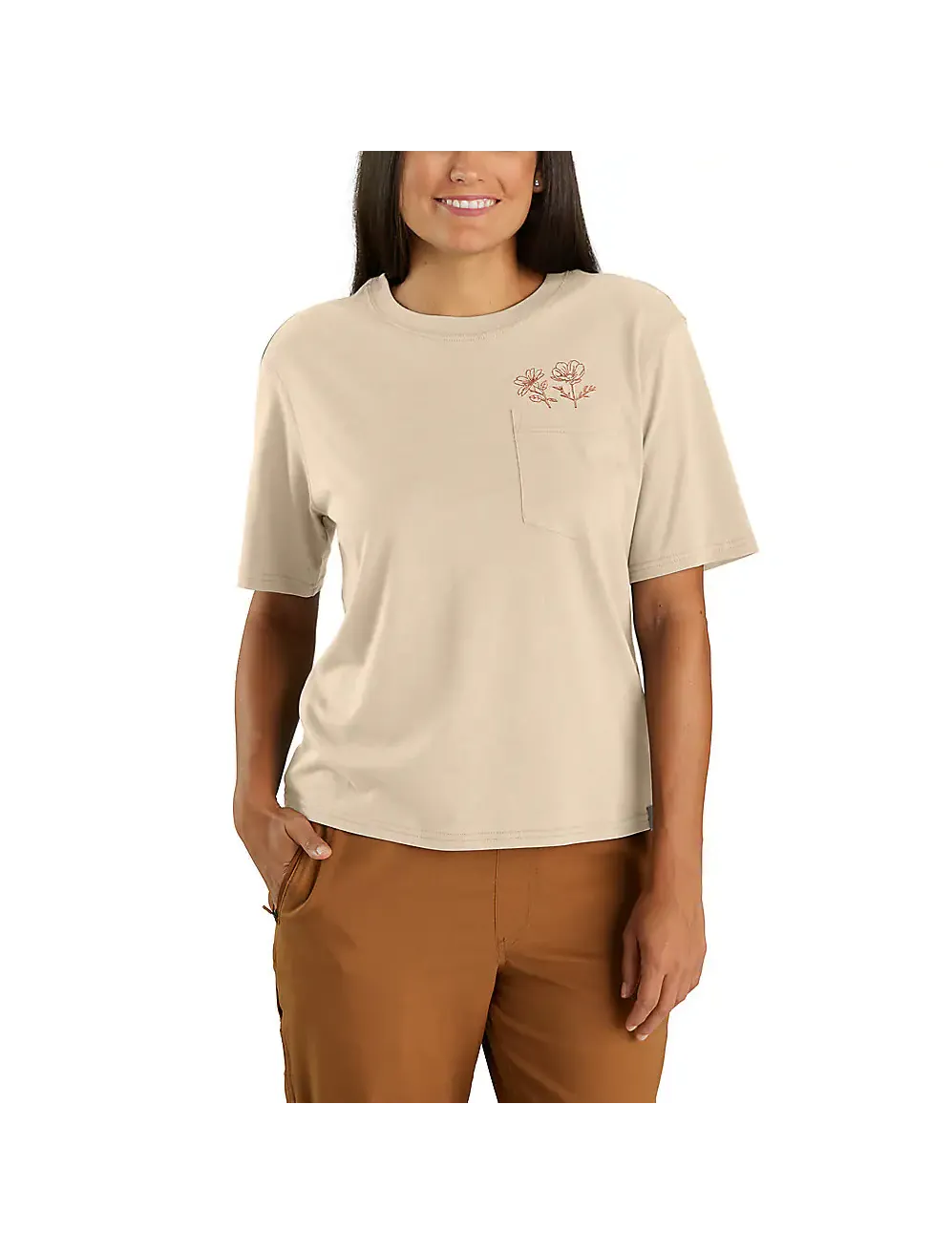 Carhartt Women's Tencel Fiber Series Loose Fit Short-Sleeve Flower Pocket T-Shirt