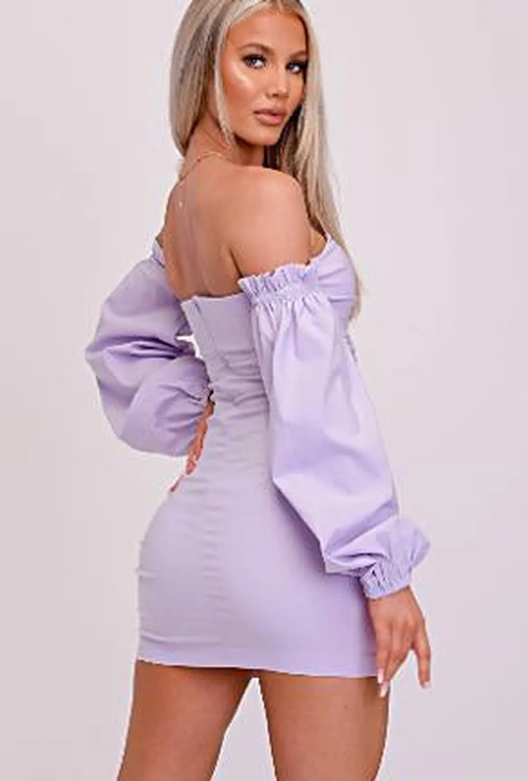 CARMAL - PUFF SLEEVE RUCHED DRESS