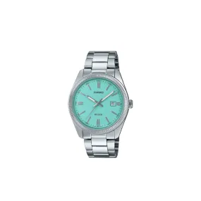 CASIO VINTAGE TURQUOISE BLUE DIAL STAINLESS STEEL ANALOG WATCH MTP1302D-2A2