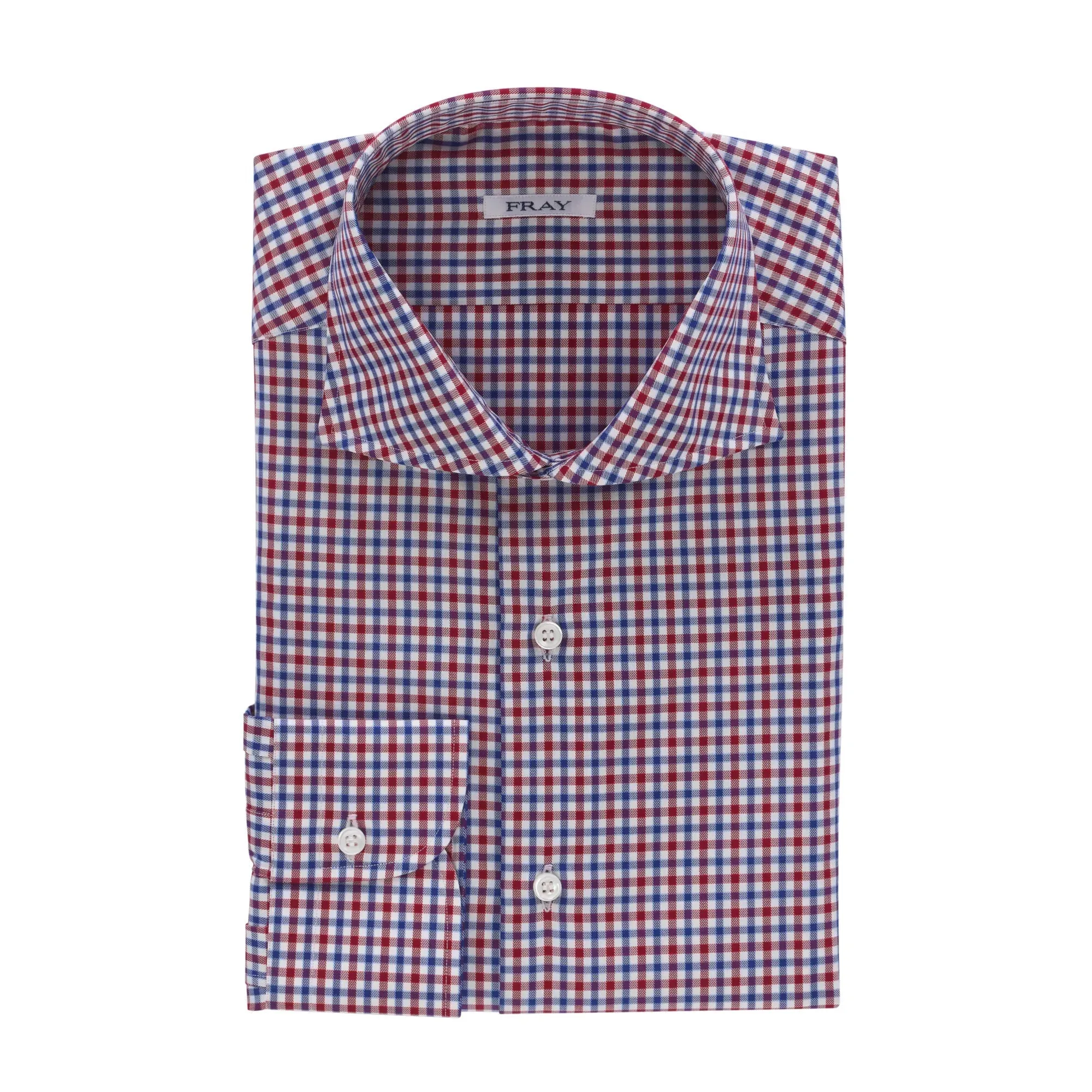 Checked Blue and Red Shirt with Cutaway Collar