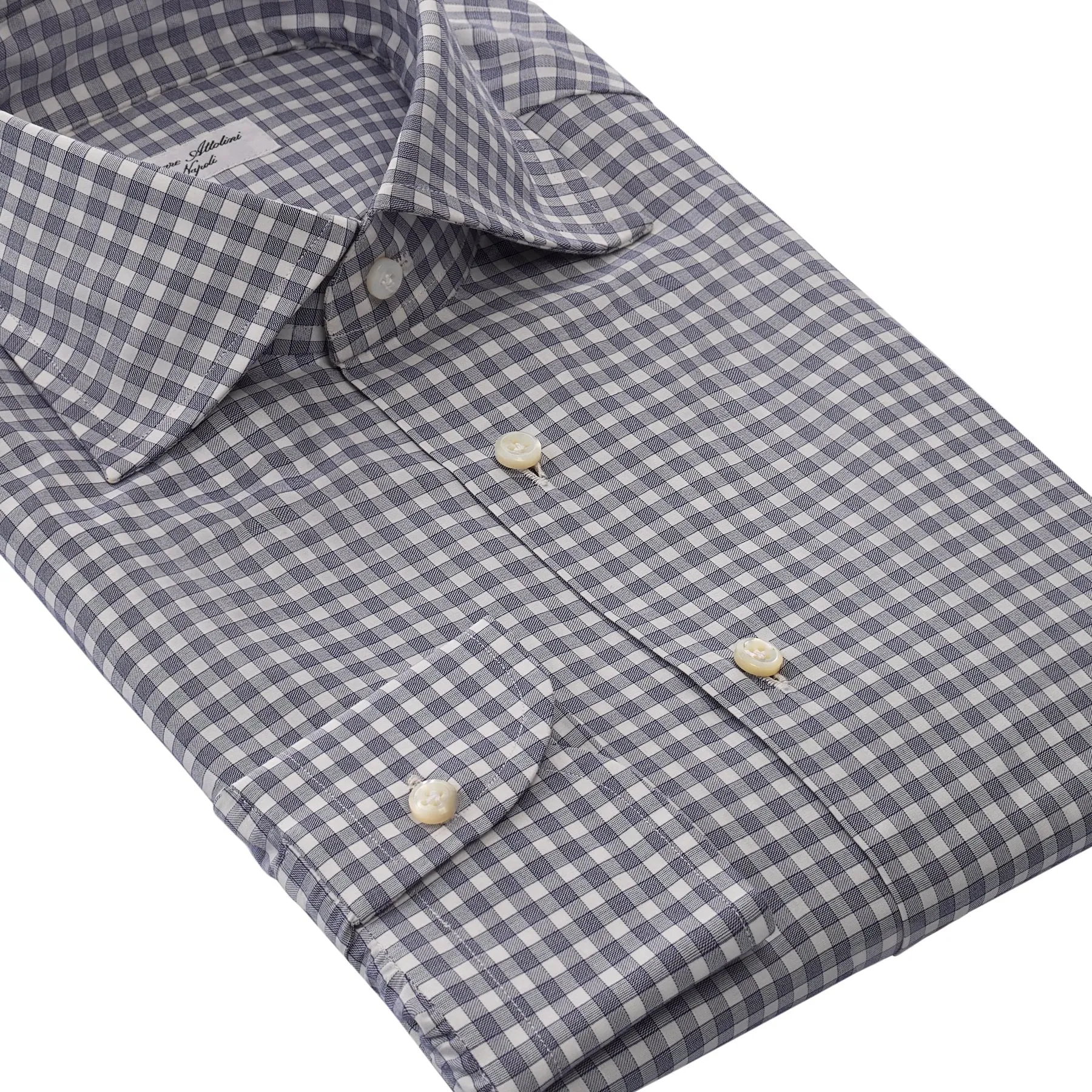 Checked Cotton Shirt in White and Blue