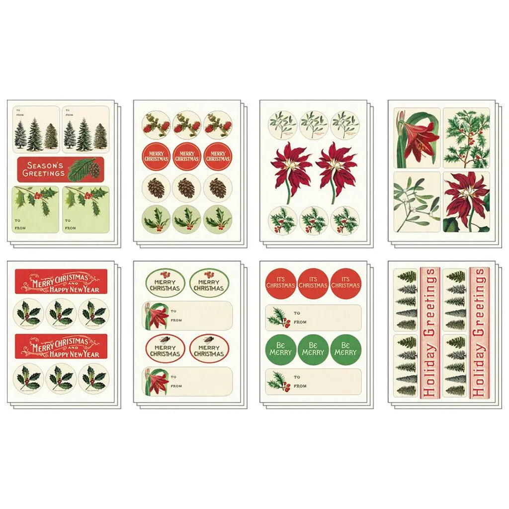 Christmas Botanical Stickers in Tin