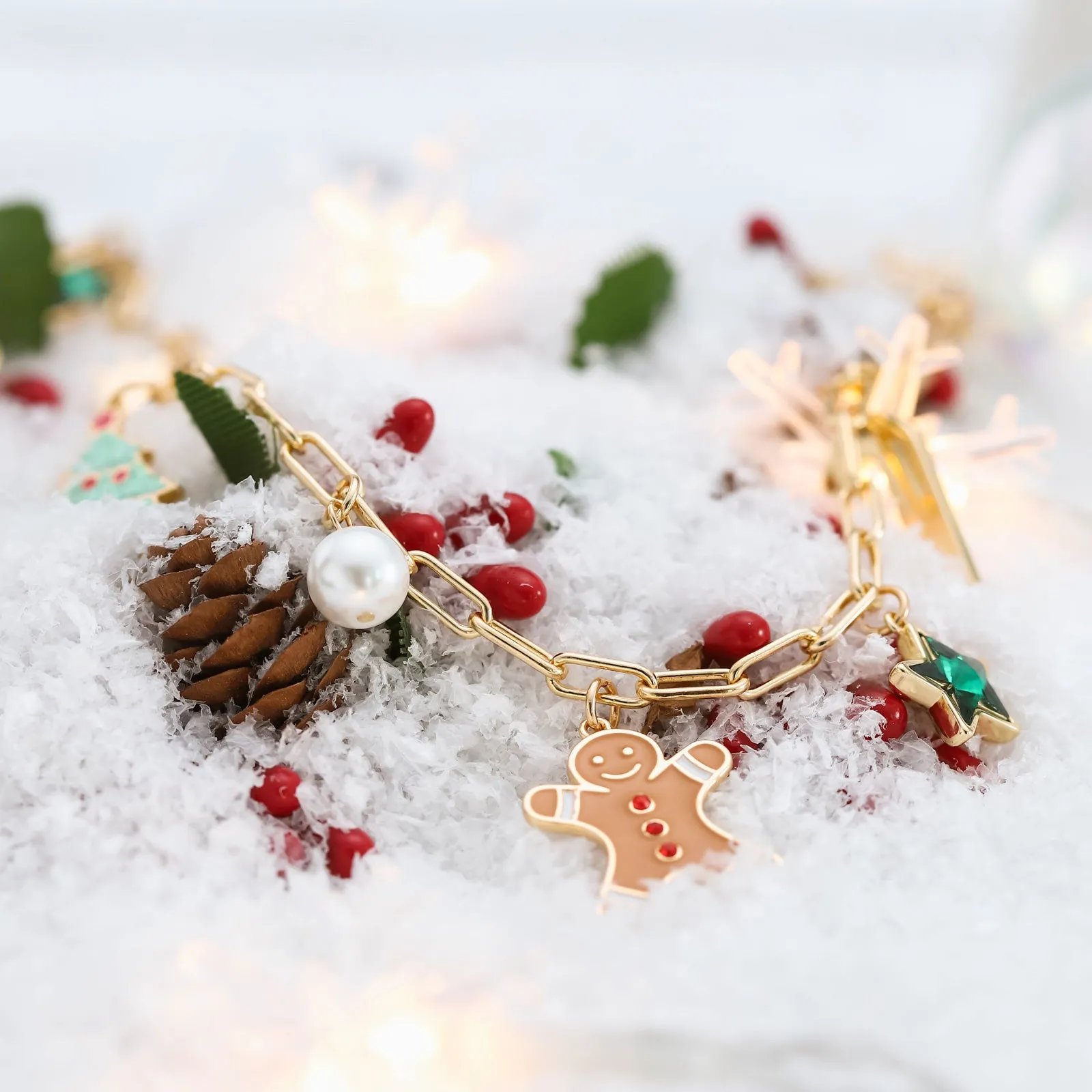 Christmas Tree Gingerbread Man Bracelet