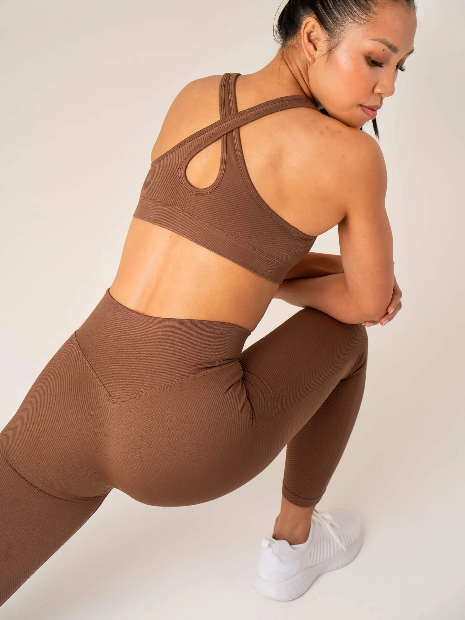 Circuit Rib Seamless Sports Bra - Chocolate