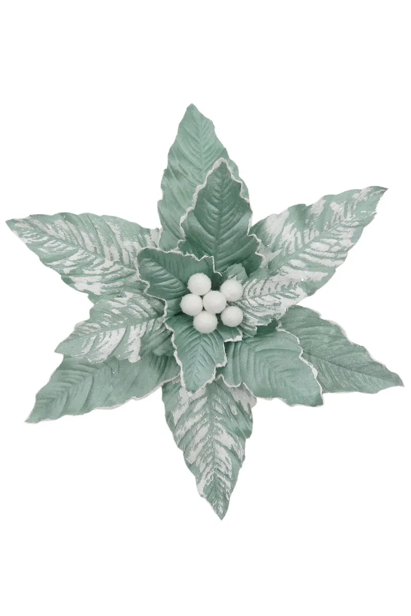 Clip on Poinsettia, Mint White