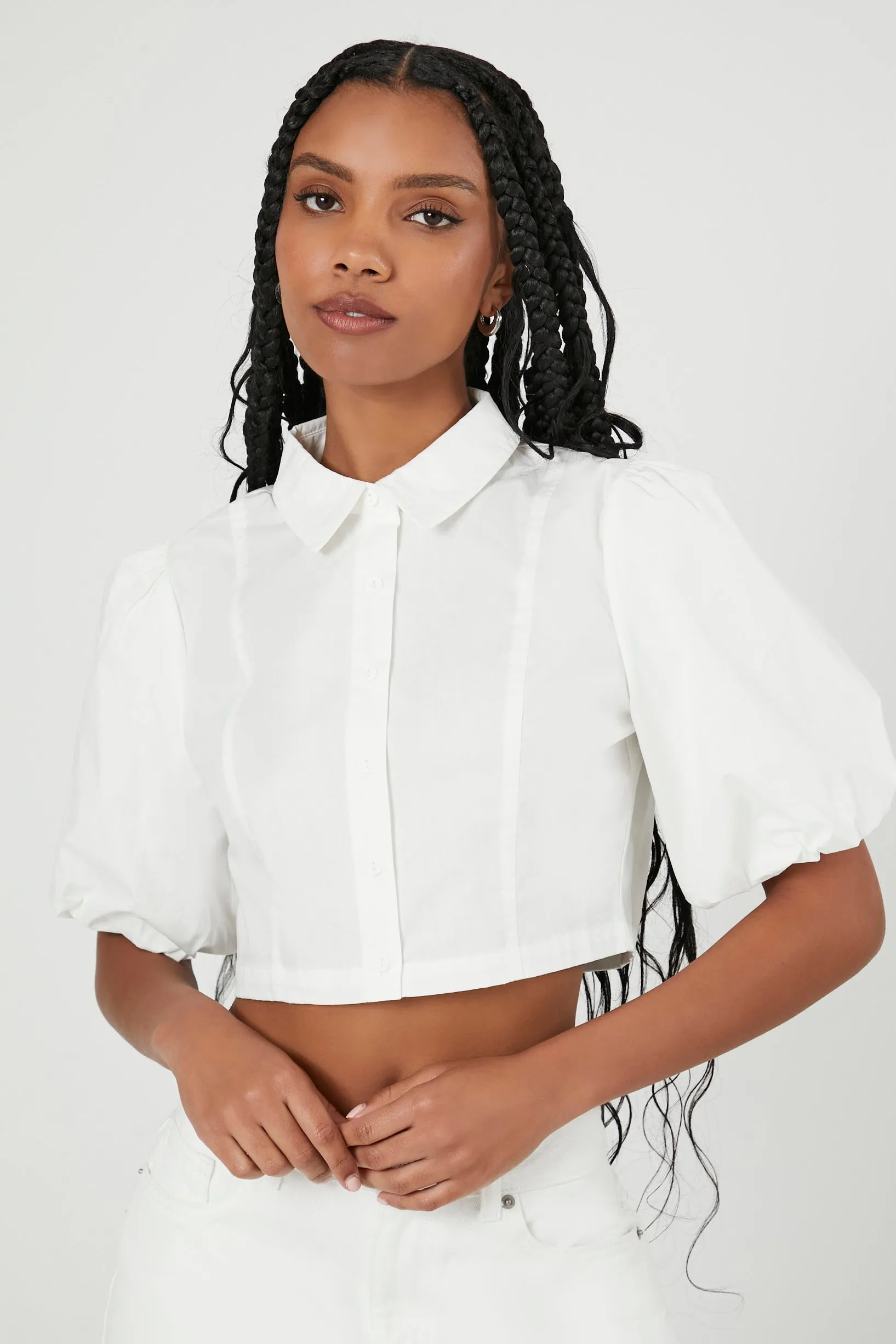 Cropped Puff-Sleeve Shirt