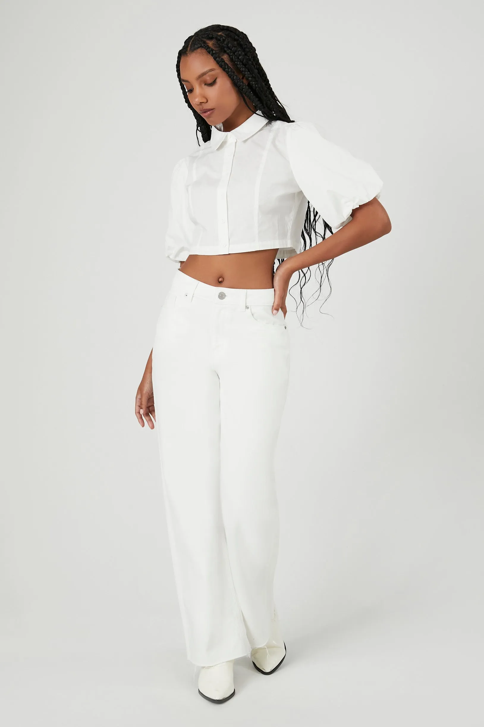 Cropped Puff-Sleeve Shirt