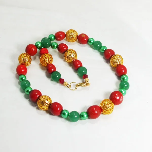 Daeja Christmas Single Strand Beaded Necklace