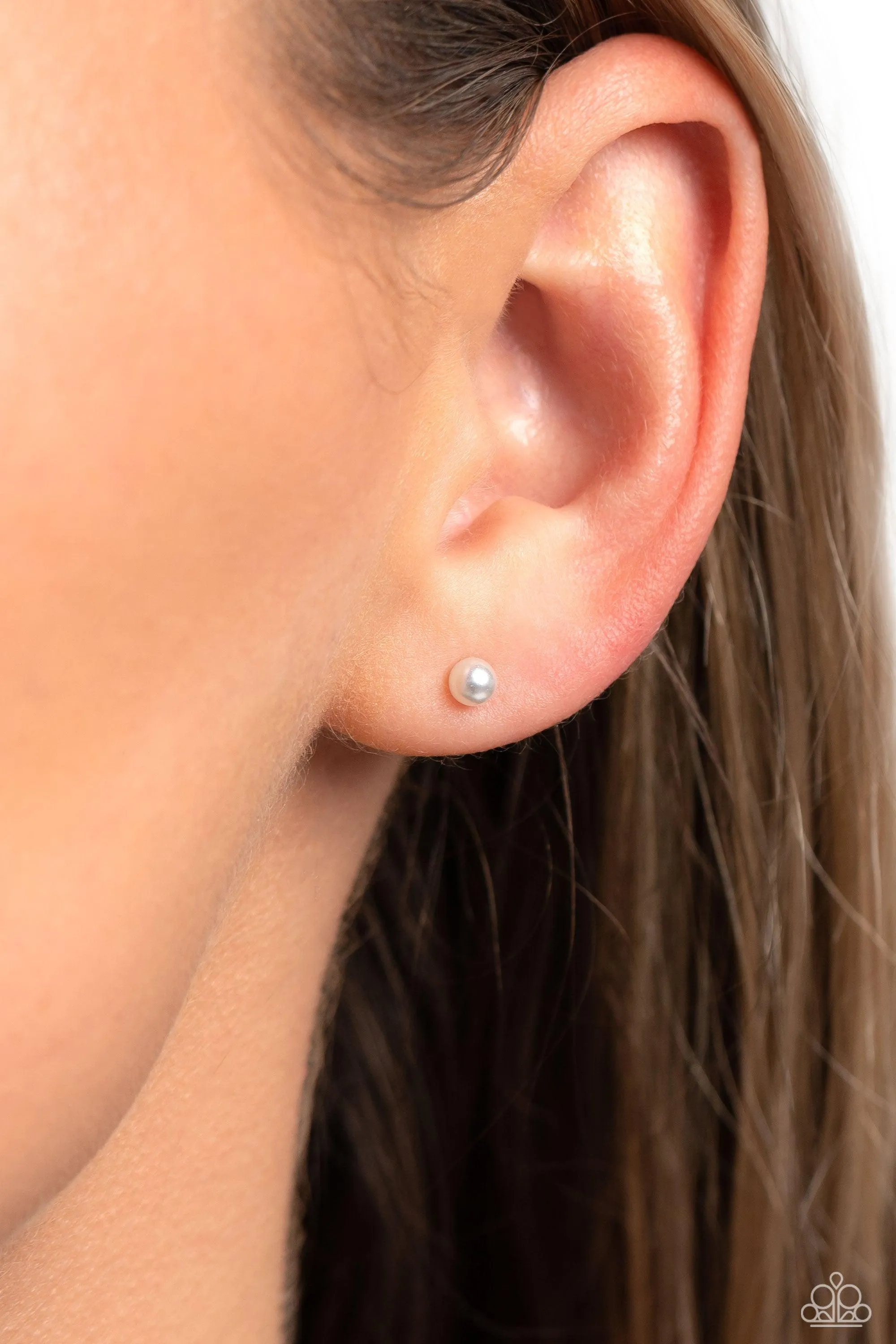 Dainty Details White Pearl Stud Earrings - Paparazzi Accessories