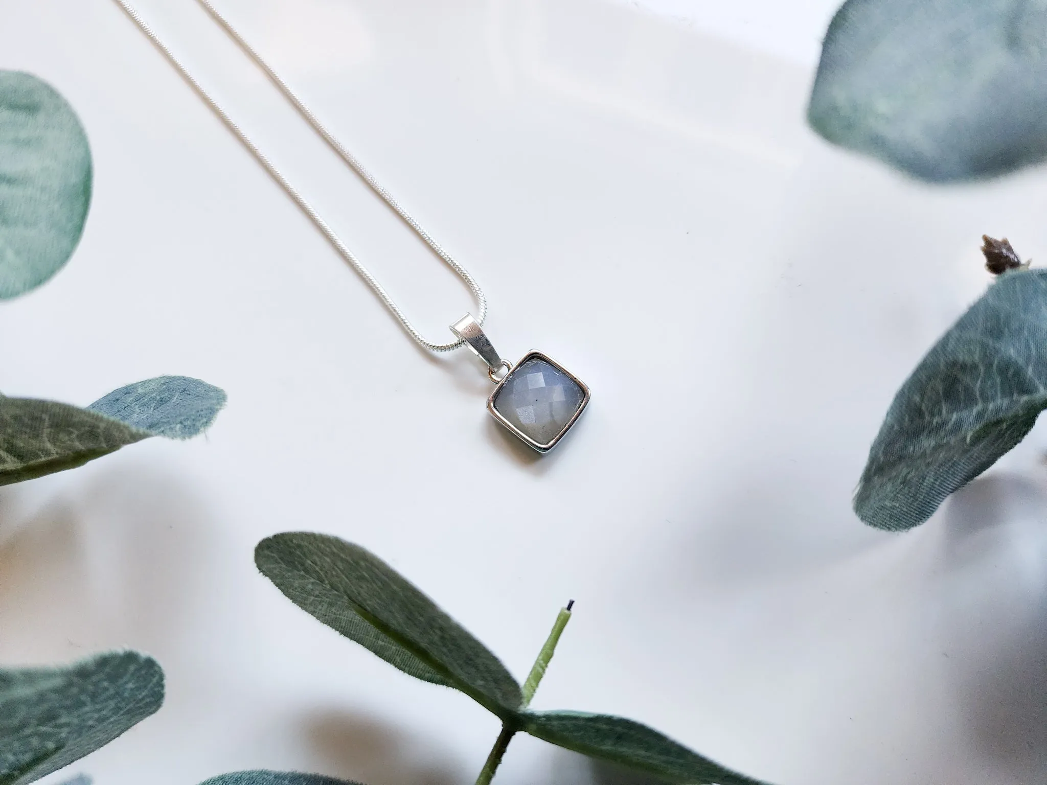 Dainty Silver Crystal Pendant