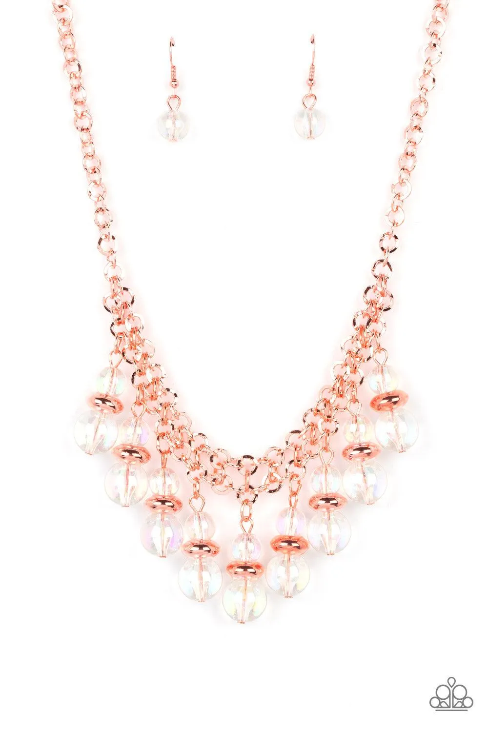 Deep Space Diva Copper & Iridescent Bead Necklace - Paparazzi Accessories