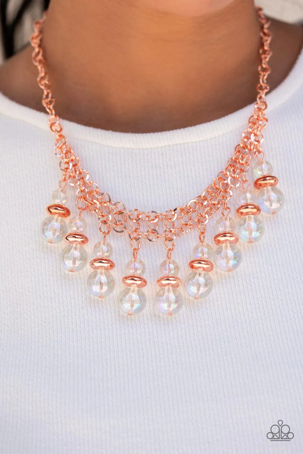 Deep Space Diva Copper & Iridescent Bead Necklace - Paparazzi Accessories