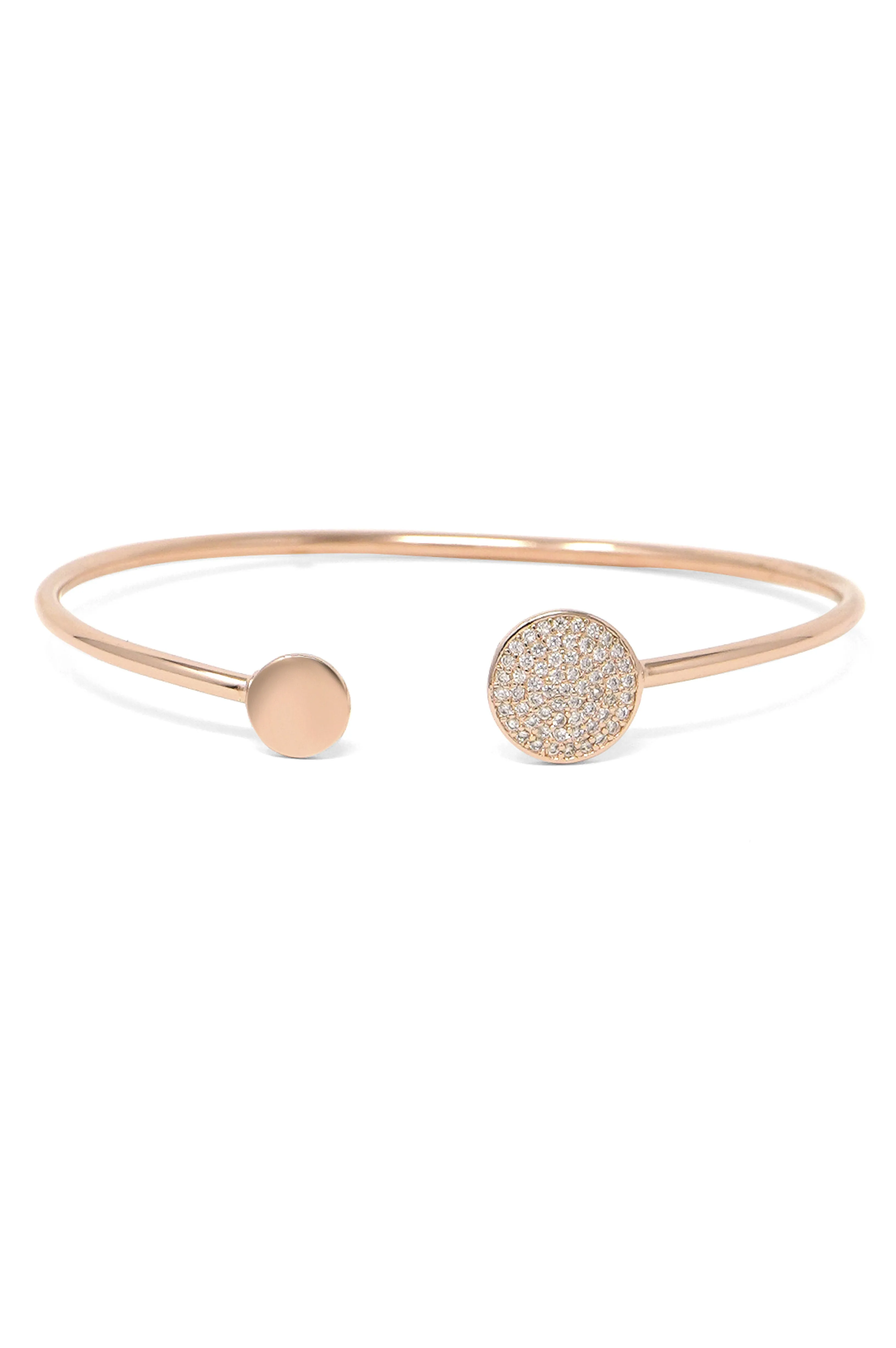 Dual Disk Rose Gold Plated Sterling Silver Adjustable Bracelet