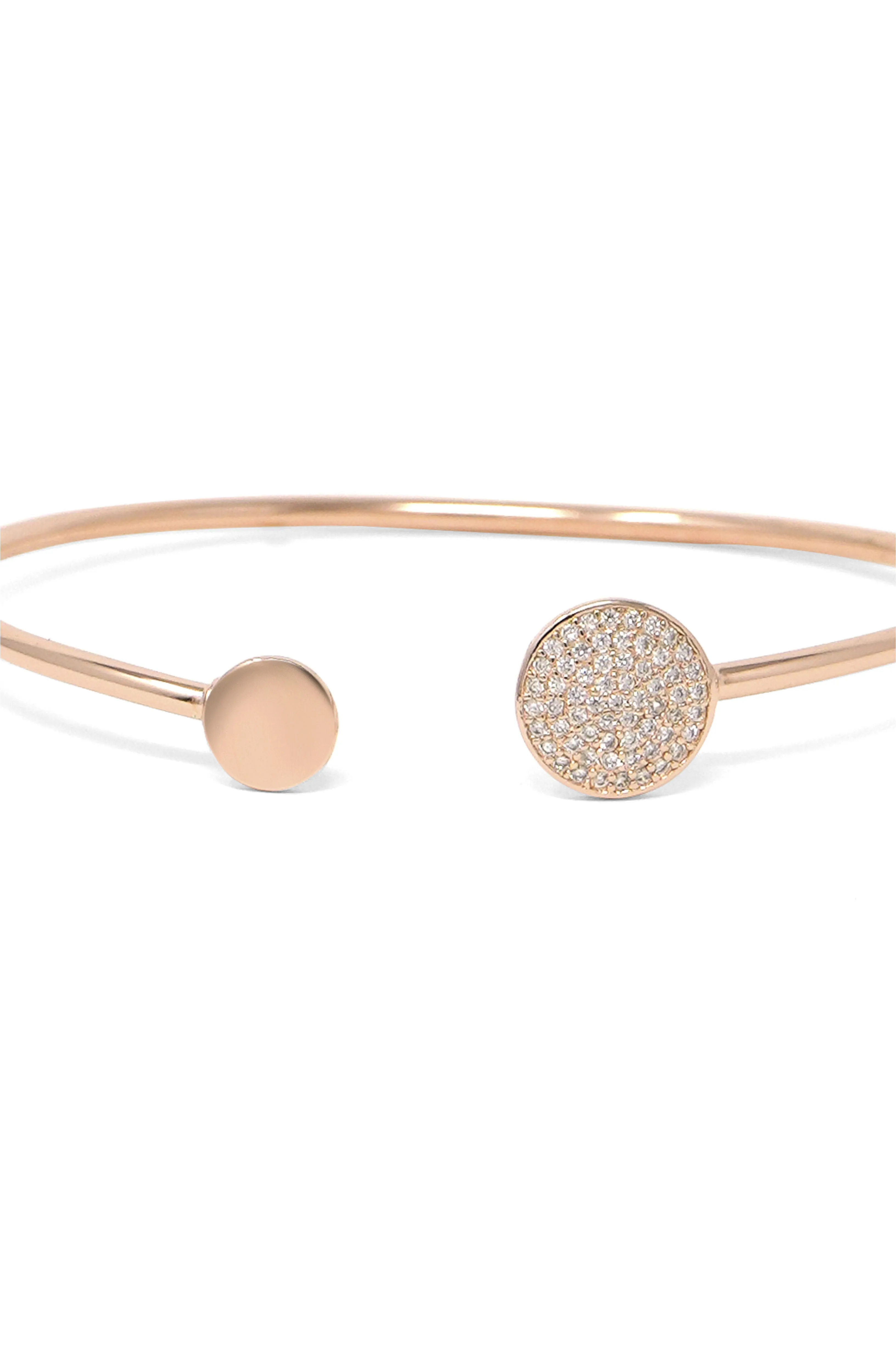 Dual Disk Rose Gold Plated Sterling Silver Adjustable Bracelet