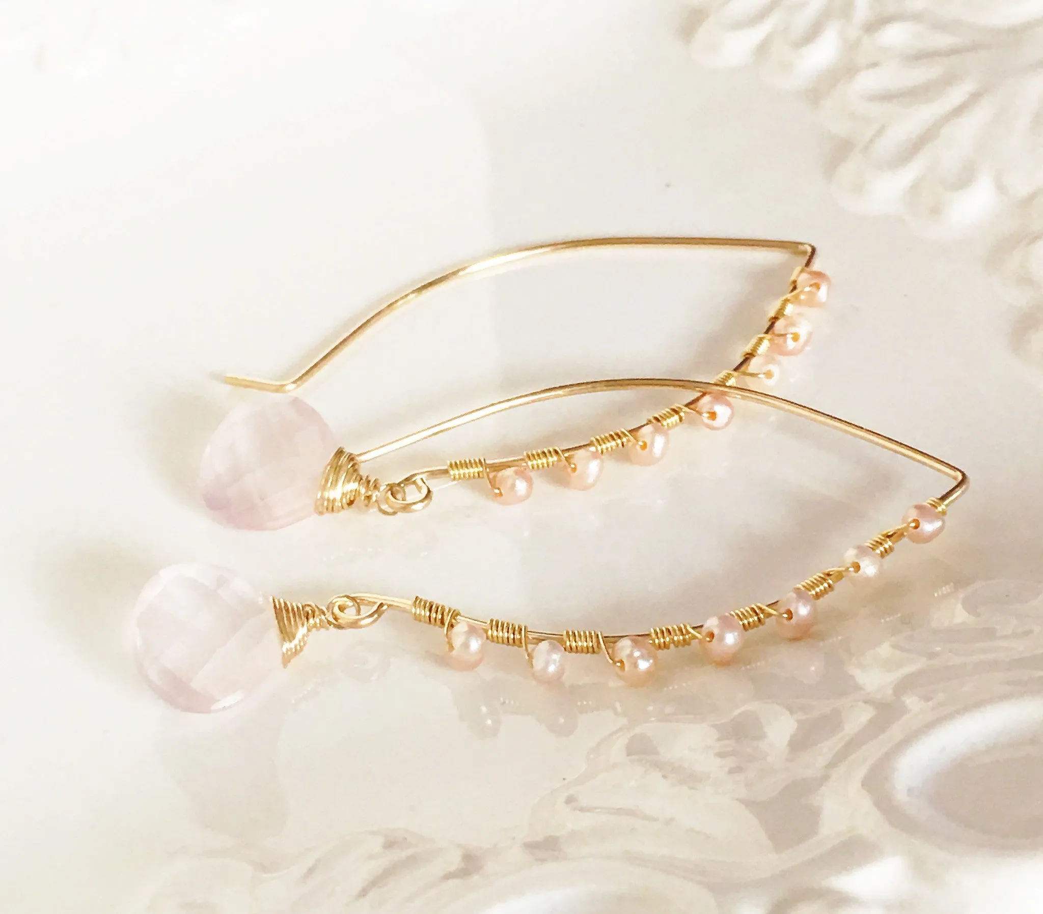 Earrings Ailani - Rose quartz (E189)