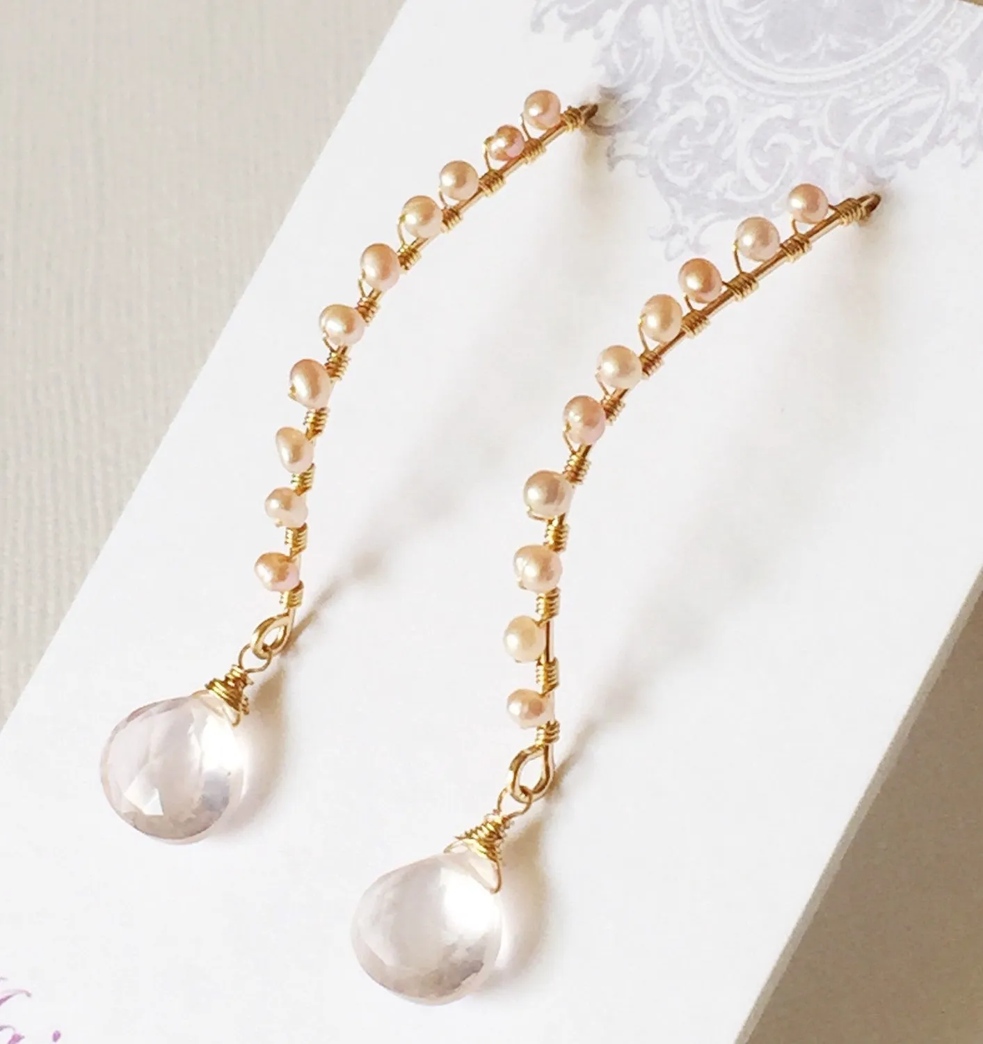 Earrings Ailani - Rose quartz (E189)