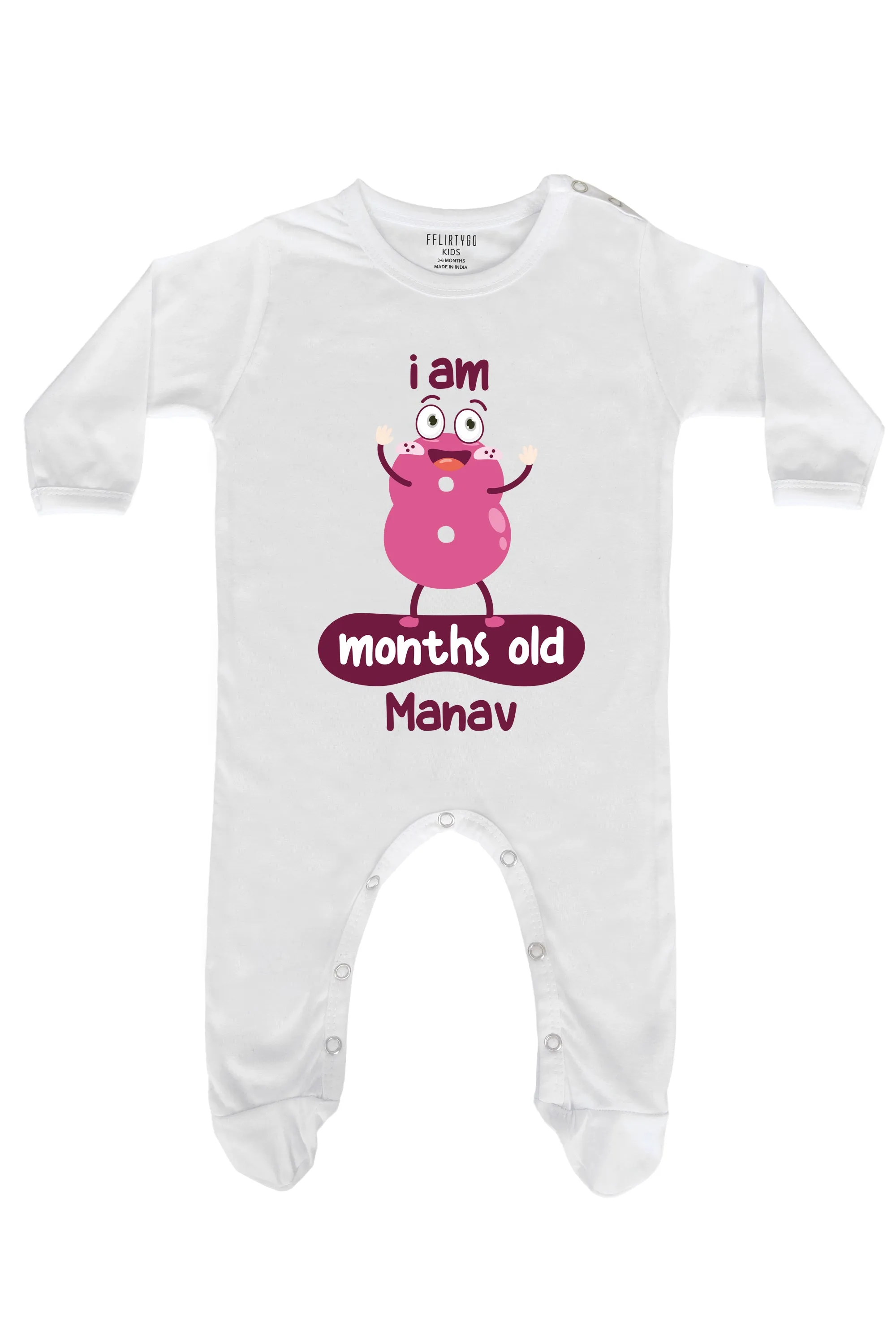 Eight Months Milestone Baby Romper | Onesies w/ Custom Name