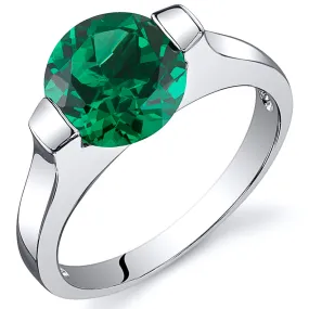 Emerald Round Cut Sterling Silver Ring Size 5