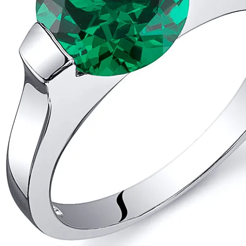 Emerald Round Cut Sterling Silver Ring Size 5