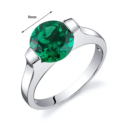 Emerald Round Cut Sterling Silver Ring Size 5