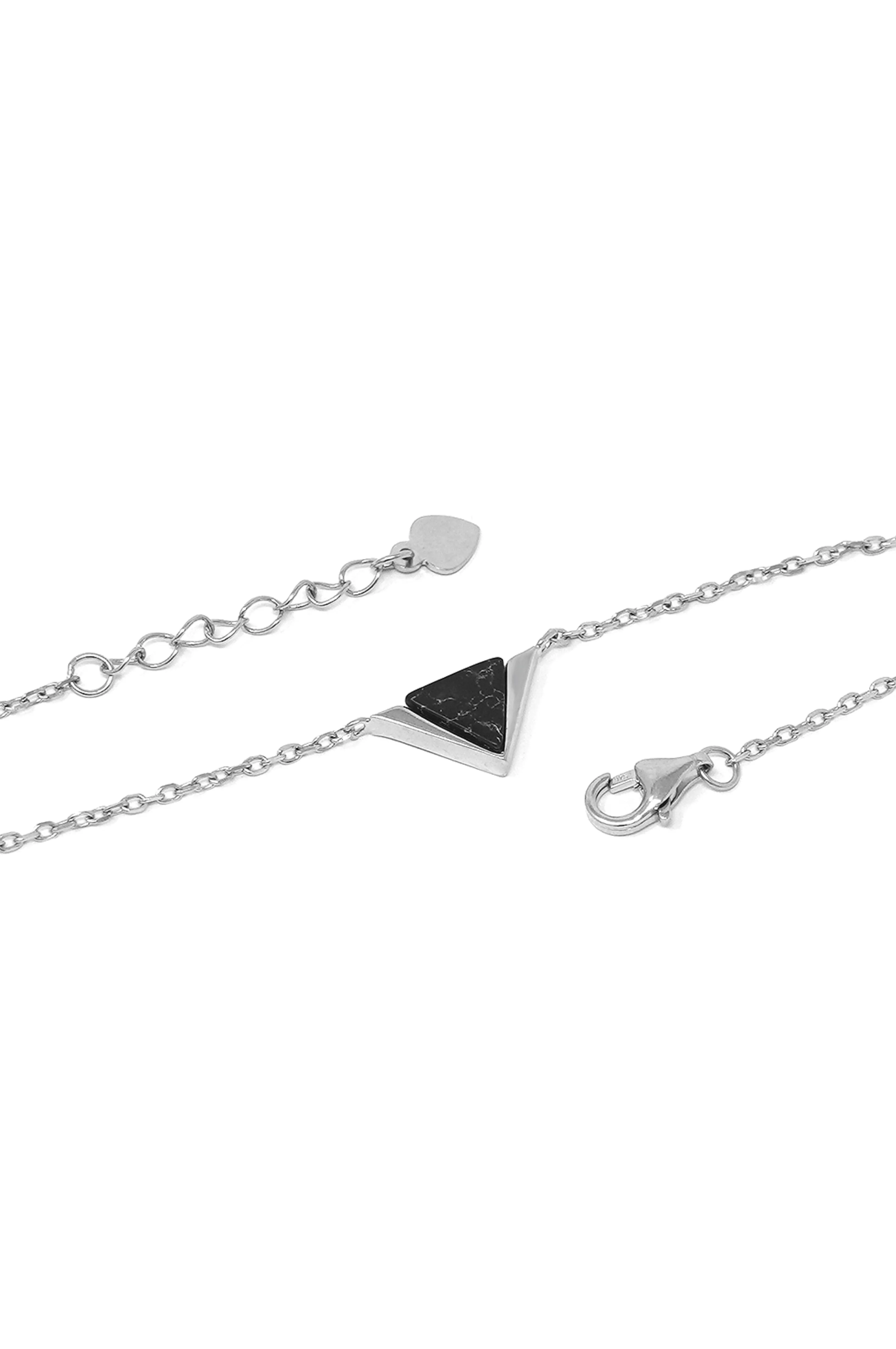 Exquisite Black Triangle Sterling Silver Chain Bracelet