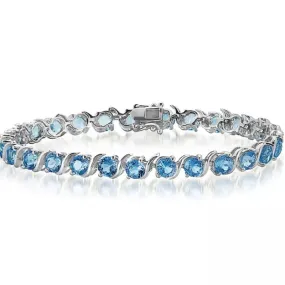 Fantasy Blue Topaz Tennis Bracelet in 925 Sterling Silver