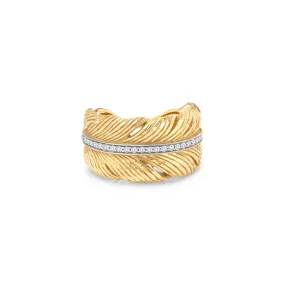 Feather Cuff Ring with Diamonds