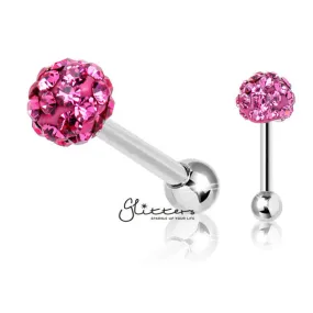 Ferido Crystal Disco Ball Top with Surgical Steel Tragus Barbell-Pink