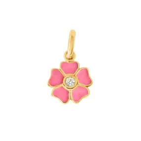 Flower Pink diamond pendant, Yellow Gold