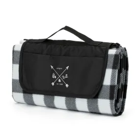 Forest Arrows Black/White Plaid Picnic Blanket