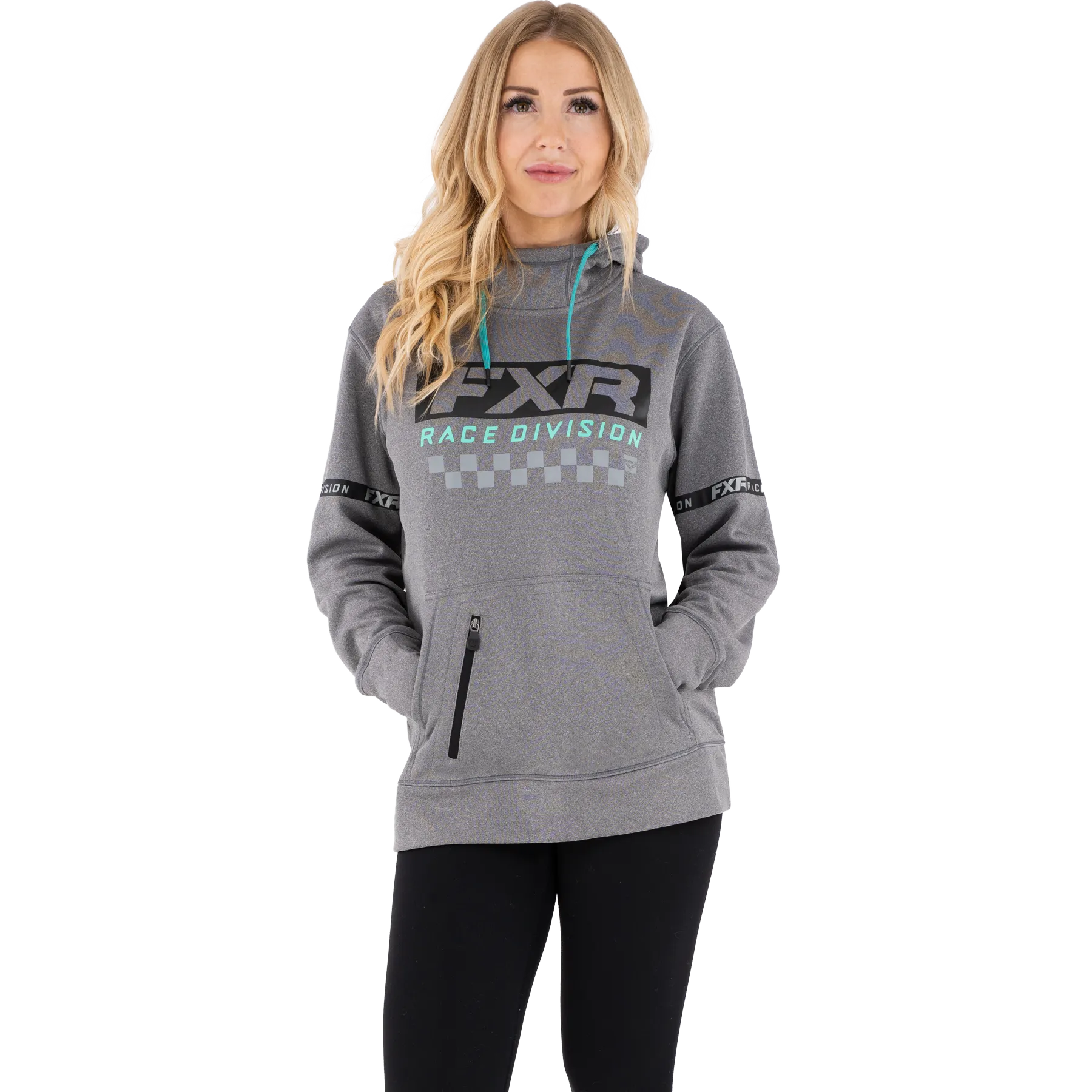 FXR Women's Race Division Tech Pullover Fleece Grey Heather/Mint