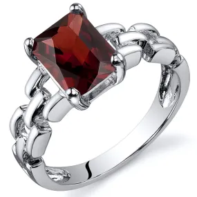 Garnet Radiant Cut Sterling Silver Ring Size 5