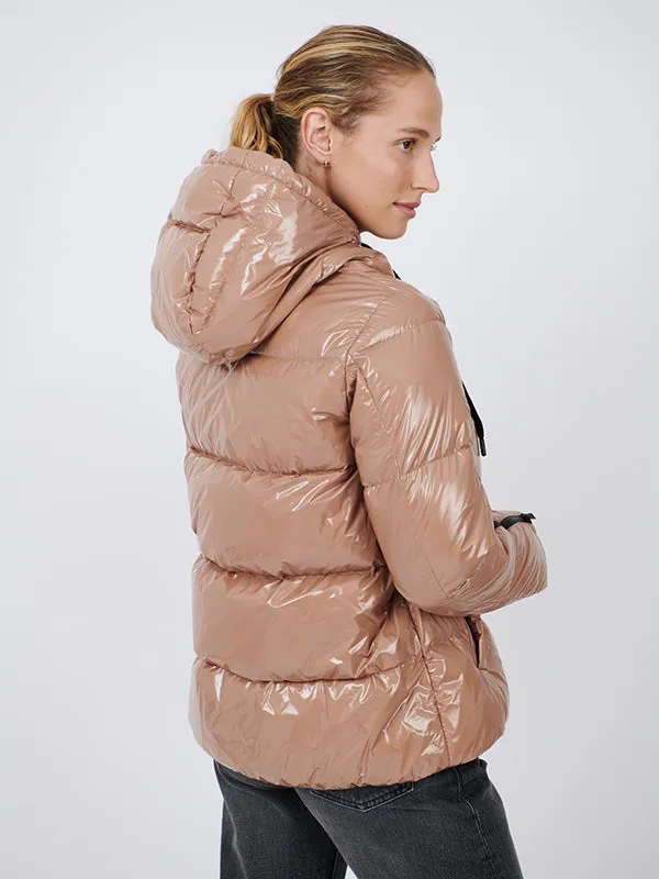 Glossy Down Jacket in Macadamia