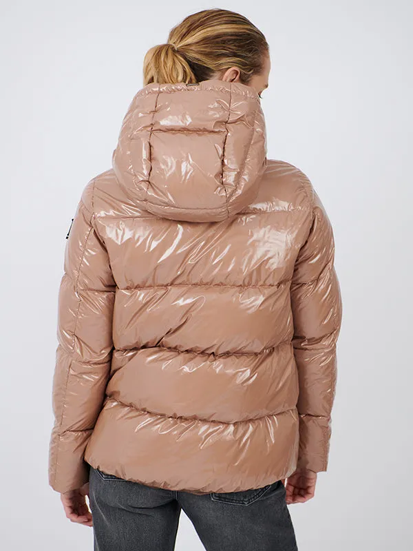 Glossy Down Jacket in Macadamia