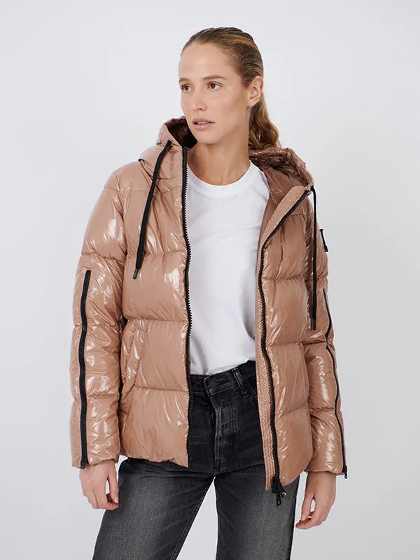 Glossy Down Jacket in Macadamia